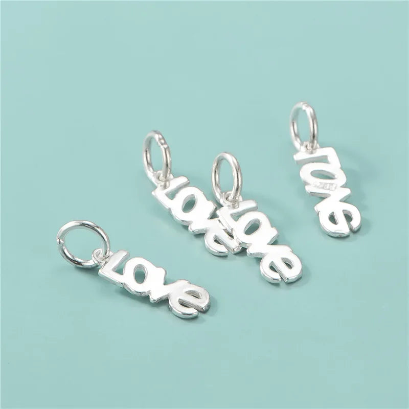 New Design 925 Sterling Silver Love Words Charm Pendant for Jewelry Making 5*14.5mm