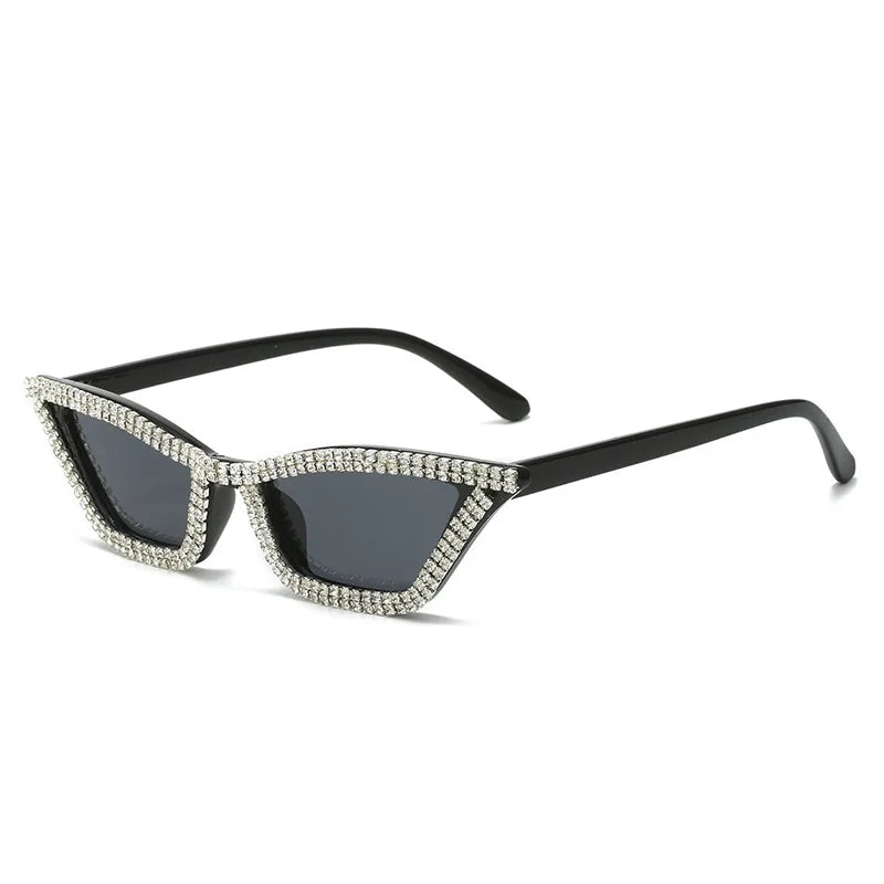 Ins Trend Fashion Diamond Cat Eye Frames Luxury Sunglasses Women Custom Own logo High Quality Party Lunette De Soleil Uv400