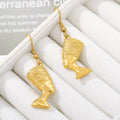 18K Gold Plated Egyptian Queen Nefertiti Stud Earrings Jewelry  Portrait Drop Earrings Stainless Steel Earrings for Women