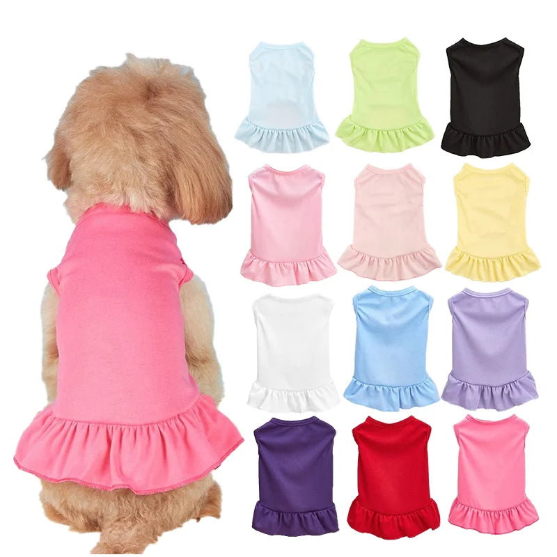 Custom Soft Polyester Cute Summer Dog T-shirt Breathable Lightweight Solid Color Pet Apparel for Small Animals OEM