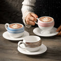 Vintage Ceramic Coffee Cup Large Capacity 300ml Frosted Underglaze Egg Shaped Cappuccino Latte Mug and Saucer Set
