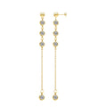 18K Gold Plated CZ Crystal Long Drop Earrings - Women's Stainless Steel Base Jewelry for Evening Wear