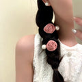 Handmade Pearl Silk Hairpin Kids Hair Accessories Hair Ties Mini Rose Flower Hair Clips for Girls