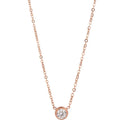 AA01404 Wholesale Simple Fashion Stainless Steel Rose Gold Single Diamond Necklace Women