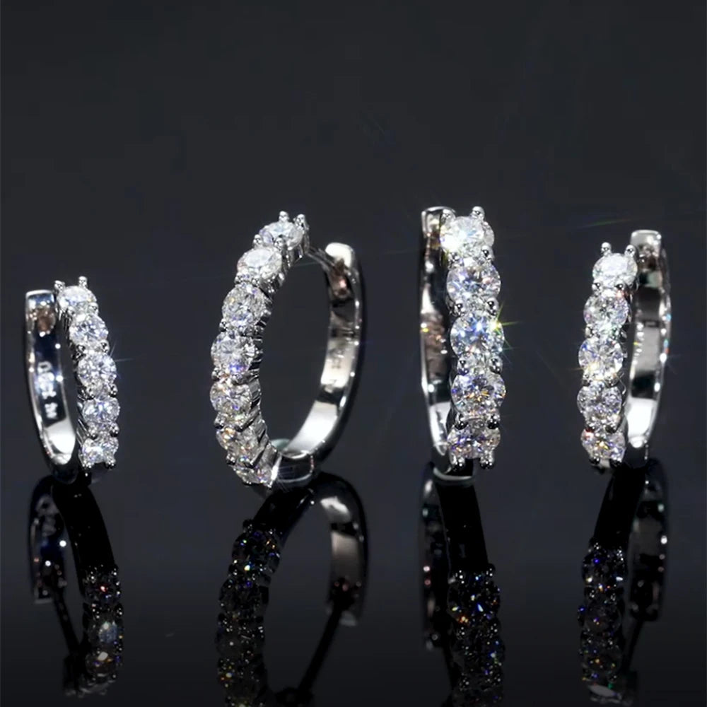 Moissanite Hoop S925 Sterling Silver Women Men Wedding Jewelry Gifts D VVS1 Lab Diamond 14K White Gold Plated Huggies Earrings