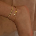 New Arrival 5mm Width Adjustable 18k Gold  Stainless Steel Herringbone Anklet Flat Snake Chain Anklet Foot Jewelry for Women