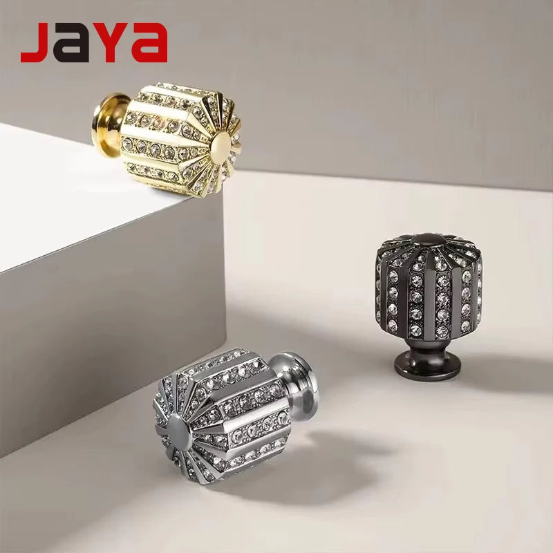 JAYA Kitchen Crystal Diamond Door Handle Grade a Quality Hande Knob Price Decoration Zinc Alloy Furniture Knob Color Round Knob