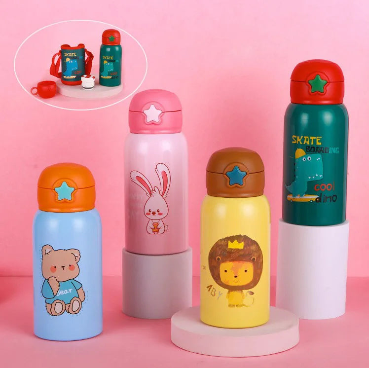 Cute Cartoon 500ml Dinosaur 316 Stainless Steel Kids Back to School Insulated Water Bottle Portable