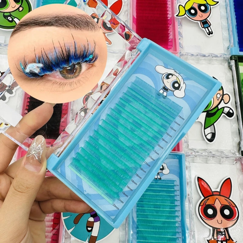 Hot Selling Individual Colored Volume Eyelashes Lash Extension Trays Classic Volume Eyelash Extension Supplies