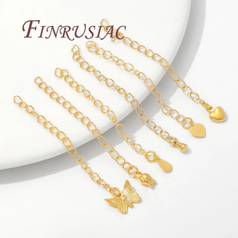 18K Gold Plated 5cm Extension Chain DIY Connectors for Bracelets & Necklaces Jewelry Findings & Components Accessories
