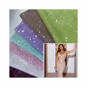 3mm Glitter Sequin Transparent Sheet Mesh Fabric in Multiple Colors Cross-border Apparel Metallic Sequin in 3mm