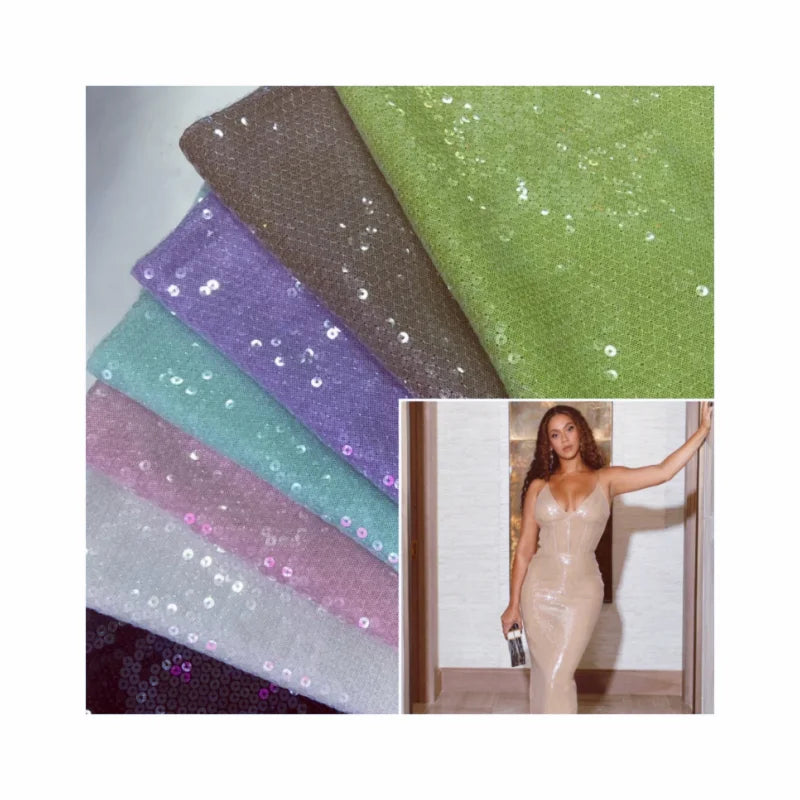 3mm Glitter Sequin Transparent Sheet Mesh Fabric in Multiple Colors Cross-border Apparel Metallic Sequin in 3mm