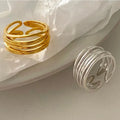 Cool Design Geometric Simple Style Multi Layers Intersect S925 Sterling Silver Ringent Adjustable 925 Rings for Women J-1245