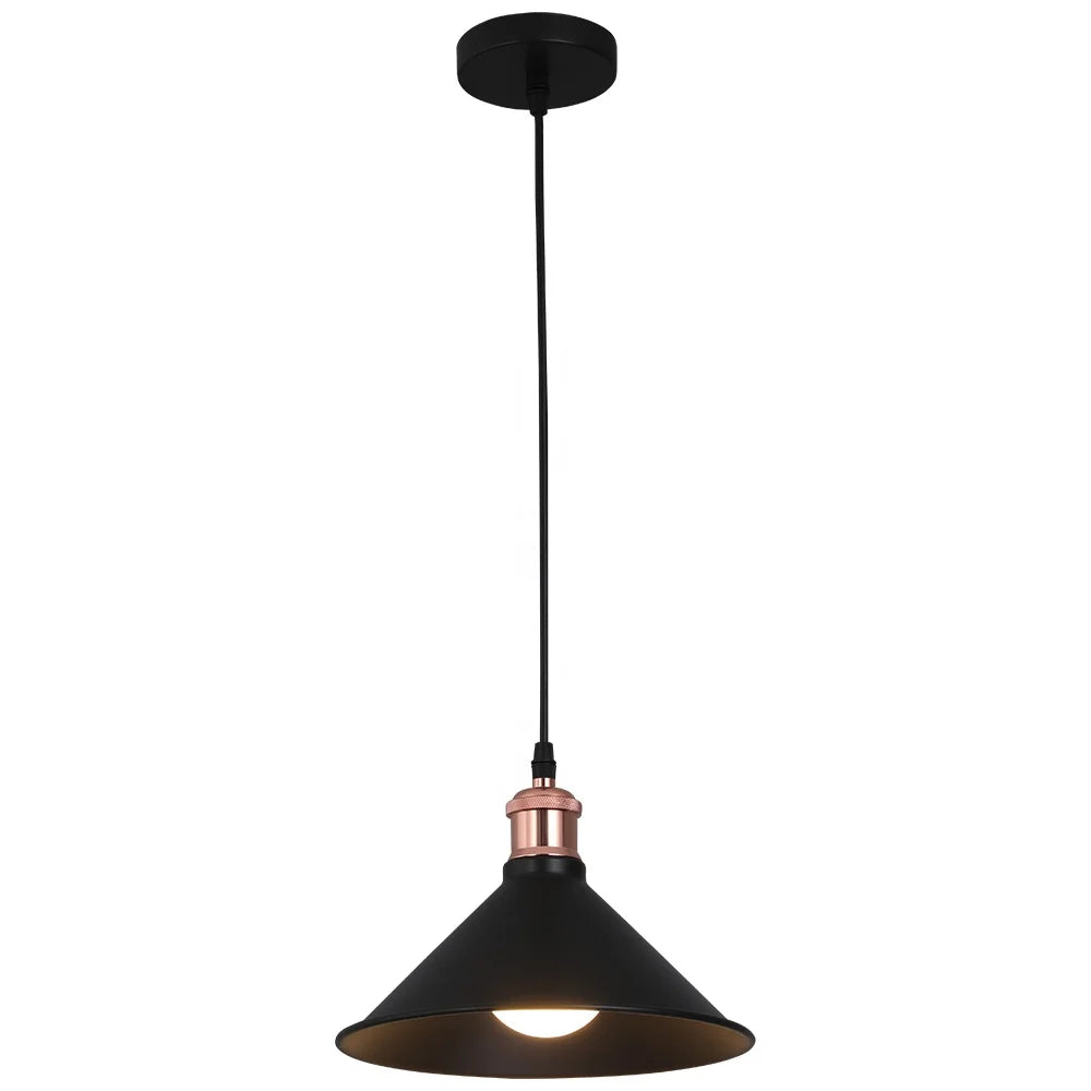 E27 E26 Socket Restaurant Black Dome Pendant Light for Dining Table or Bar Kitchen Island 100cm Wire Adjustable 24.5cm Width