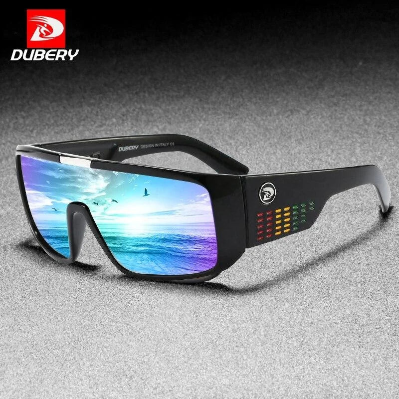 DUBERY Factory Price Oversized Black Bicycle Sunglasses PC+TAC Frame Transparent Red UV400 Protection Unisex Fashion Sunglasses