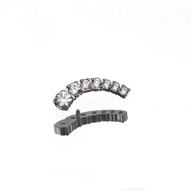 Wholesale Custom G23 Titanium 16G External Thread Curved Diamond Inlaid Crescent Shaped Earring Accessory