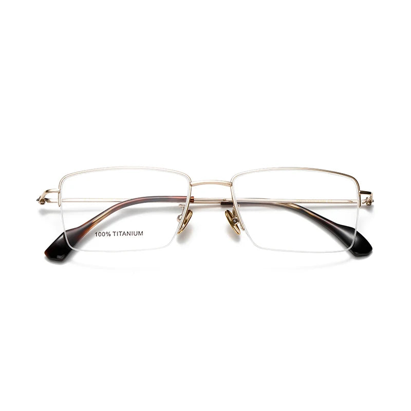 Benyi Men's Vintage Square Titanium Alloy Optical Eye Glasses Super Light Eyewear Stylish Acetate Frame Manufacturer Direct