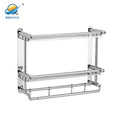Steel 2-Tier Wall-Mounted Bathroom Storage Shelves with Chrome Finish Durable Modern Design for Home Use
