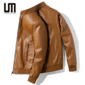 Liu Ming 2025 New Autumn Winter Men s Casual Motorcycle Solid Color Stand Collar PU Leather Jackets Zipper Outerwear Coat