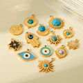 Ins Hip Hop Stainless Steel 18K Geometric Shaped DIY Star Sun Oval Eyes Natural Stones Waterproof Pendant Charms for Jewelry