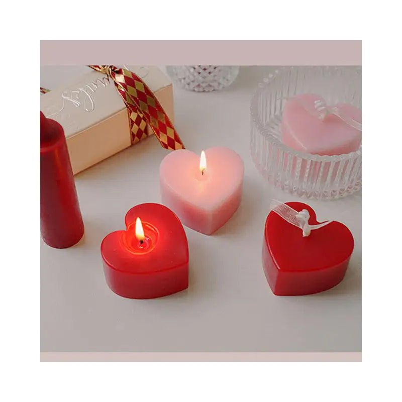 Smokeless Romantic Heart Shaped Scented Candle Gift Set Valentine's Day Aromatherapy Soy Wax Wedding Candles