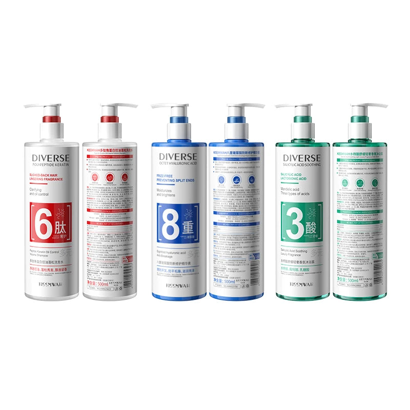 OEM ODM Private Label KISSMWAH Professional Reduce Frizz Strengthening Shampoo Nourishing Hair Care Shampoo