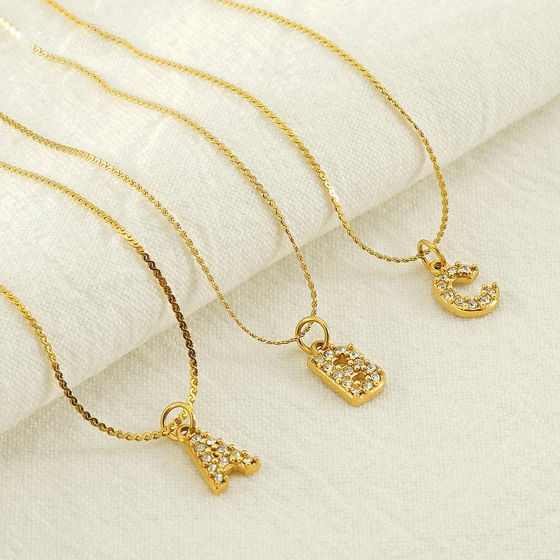 DAIHE Fashion New 18k Gold-Plated Initial Necklace Stainless Steel Necklace with Initial Letter
