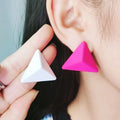 12 Colors Simple Triangle Stud Earrings for Women Korean Spray Painted Piercing Small Earring Fashion Jewelry