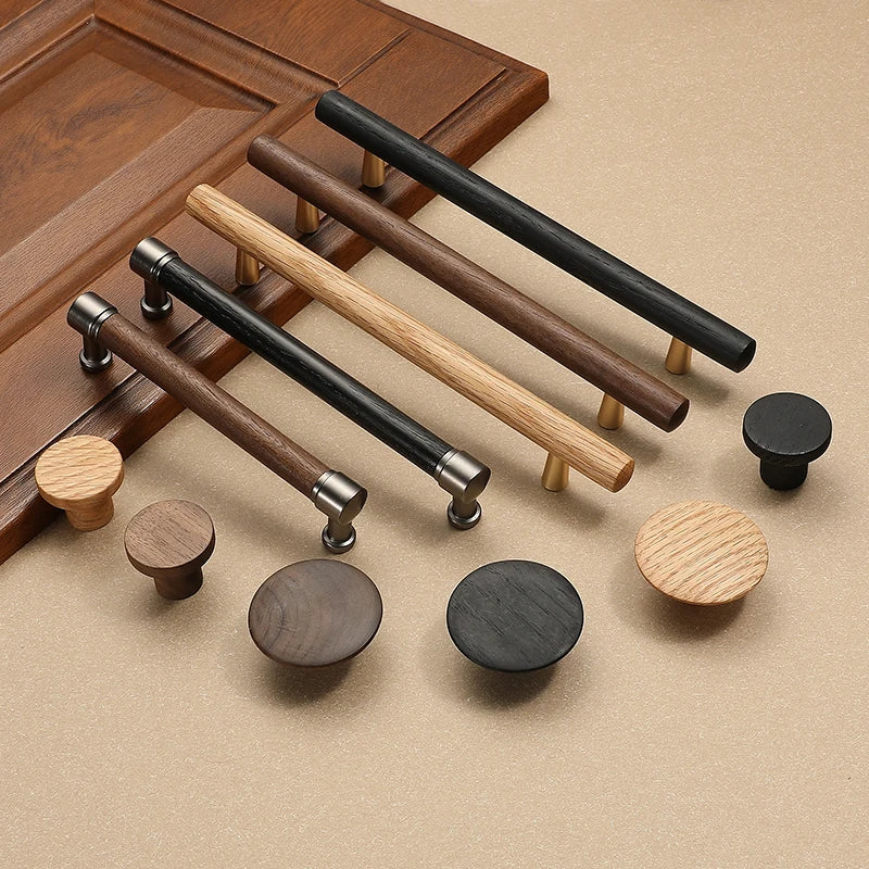 Modern Minimalist Retro Natural Wood Cabinet Door Handle Cupboard Drawer High-end Luxury Wardrobe Handle