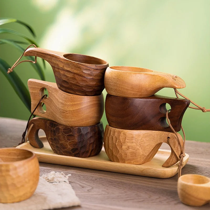 Nordic Solid Wood Integrated Cup Japandi Design 250ml Eco-Friendly Durable for Business Gifts