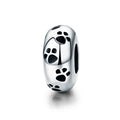 925 Sterling Silver Pet Dog Footprint Spacer Stopper Beads with Zircon Fit Original Charm Bracelet for Women Jewelry Gift SCC594