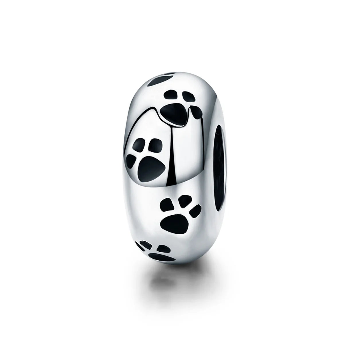 925 Sterling Silver Pet Dog Footprint Spacer Stopper Beads with Zircon Fit Original Charm Bracelet for Women Jewelry Gift SCC594