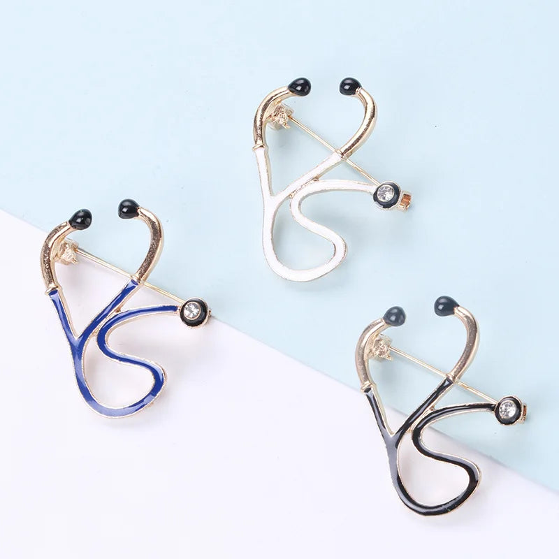 Cartoon Metal Brooch Pin Doctor and Nurse Stethoscope Brooch for Cloth Decoration