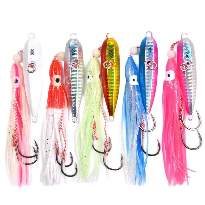 Guosong Squid Luminous Carbon Steel Bucktail Fishing Squid Skirt Madai JIg Lure Jigs