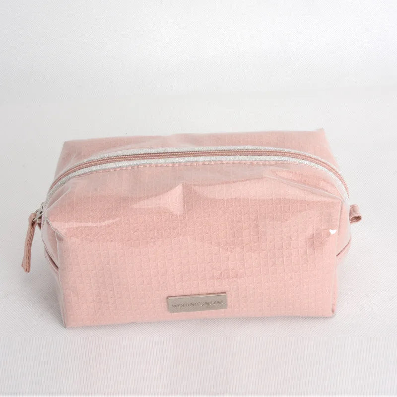 Alliance Custom Large Lady Waterproof PVC/Polyester Travel Cosmetic Makeup Organizer Bag with Zipper & Hasp & Soft Handle