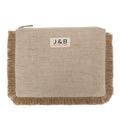 Factory Custom Fashion Natural Eco Friendly Jute Cotton Cosmetic Makeup Toiletry Clutch Wash Bag with Jute Fringe Tassel Lace