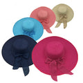 2024 Summer Folding Large Beach Braid Paper Bowknot Women Plain Colors Floppy Straw Hat