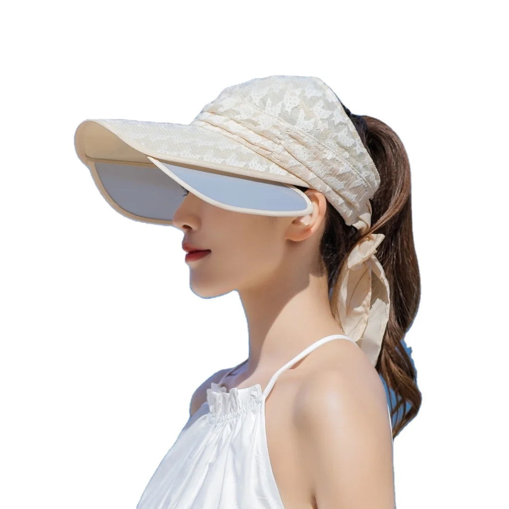Summer Sun Visor Women Adjustable Golf Cap with Retractable Brim UV Protection Beach Travel backless hat Tennis Sport Hats