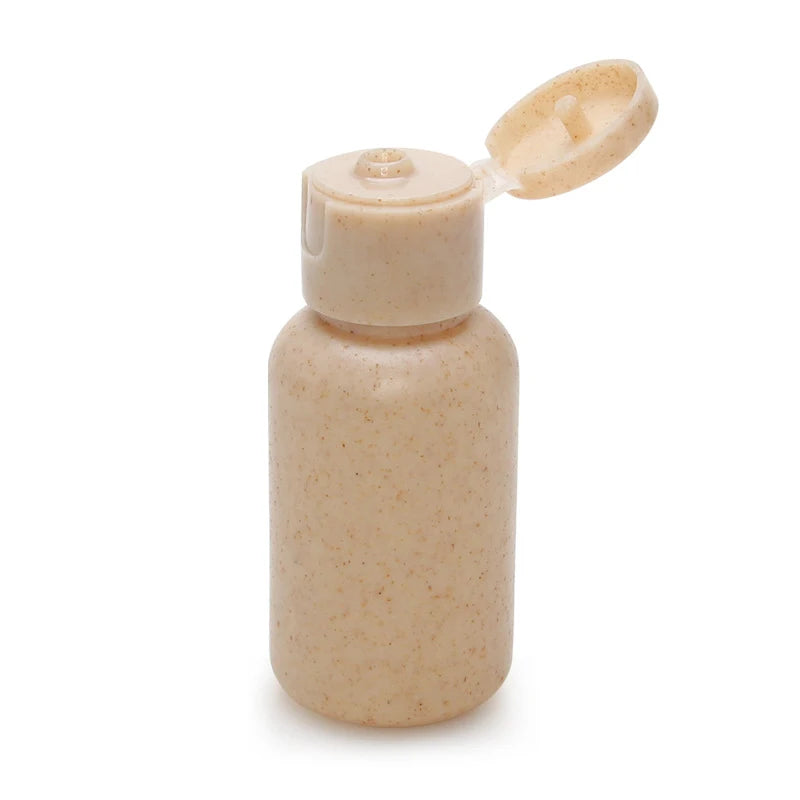 Bath Shampoo Empty Cosmetic Pump Bottle Wheat Straw Plastic Biodegradable Eco-friendly 30ml PE Packaging for Skin Care Serum