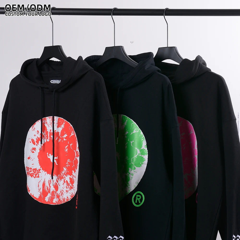 YinQu Wholesale Manufacturer Crop Cut Edge Blanks Hoodies Custom Puff Print Oversized No Raw Hem Cropped Hoodie Men
