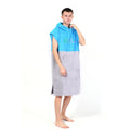 Matched Color Cotton Terry Towelling Short Sleeve Surf Poncho Robe With Logo Embroidery