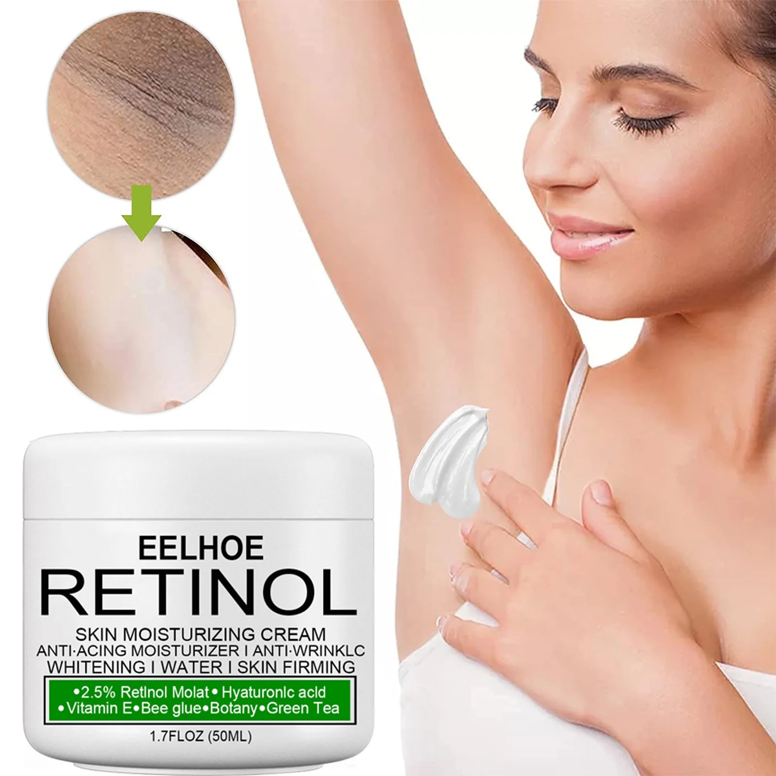 Eelhoe Anti-Aging Whitening Cream Vitamin E Infused Moisturizer with Glycerin Lightens Body Melanin Skin Lightening Cream