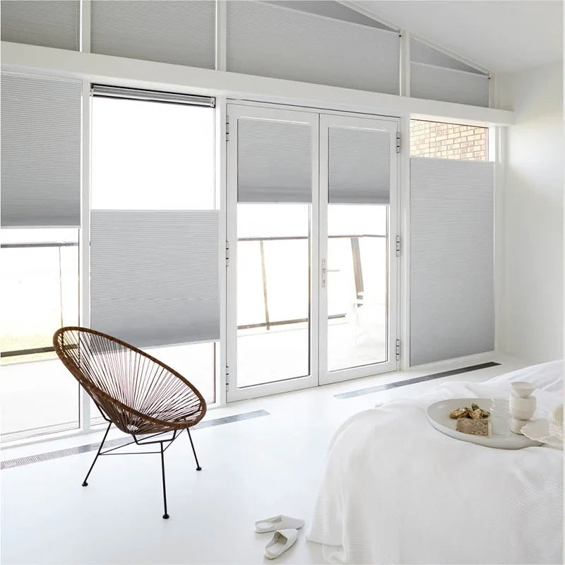 Custom Honeycomb Blinds Top Down Bottom up Electric Battery Motorized Blackout Honeycomb Blinds
