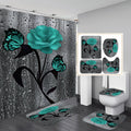 In Stock Polyester Shower Curtain Set Soft 100% Polyester Shower Curtain and Rug/