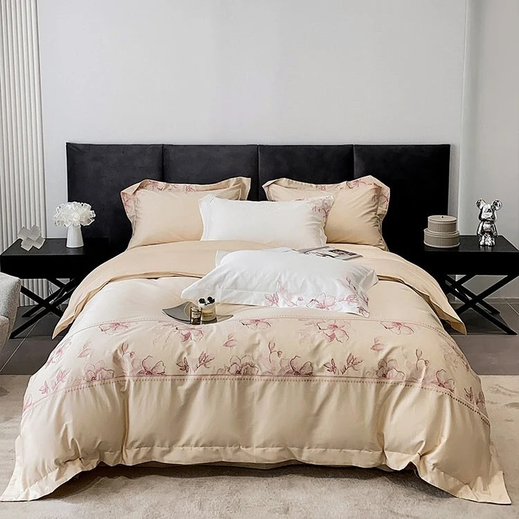 Wholesale Princess Style Flower Embroidery Duvet Cover With Pillowcases Bed Sheets Twin Queen king Size Comforter Bedding Set