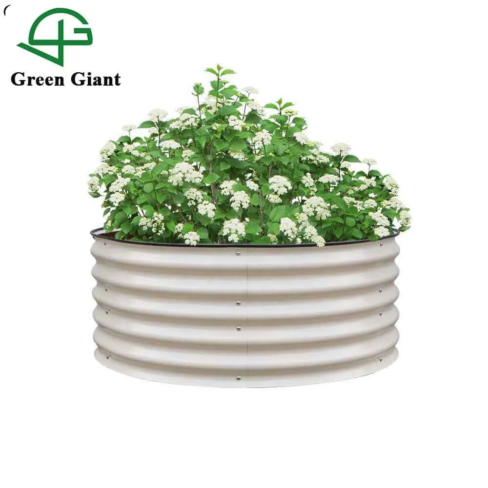 17"Tall Diameter 42" Round Galvanized Planter Box Modular Corrugated Metal Raised Garden Bed Kit for the Garden