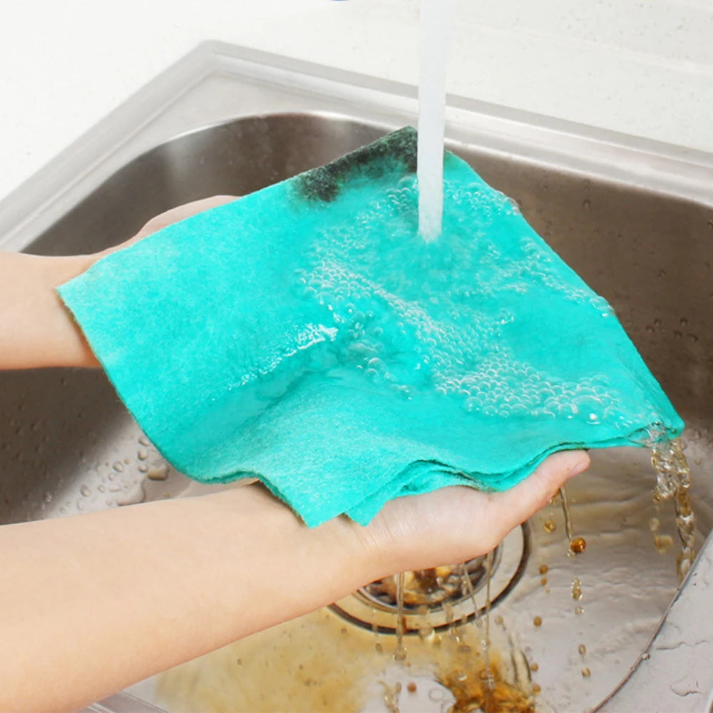 Dual-Use Absorbent Cleaning Cloths Lazy Rags Wet and Dry Washable Reusable Thick Viscose Bamboo Fiber Easily Greasy Portable