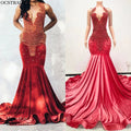 Ocstrade Moq 1 Accept Custom Made Wedding Party Dress Evening Bling Red Rhinestonecrystal Beaded Prom Maxi Dresses Ball Gown