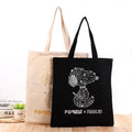 Wholesale Custom Logo Black Cotton Canvas Reusable Drawstring Tote Bag Environmental Protection Promotions with Letter Pattern