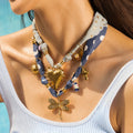 Luxury Style European American Stainless Steel Pendant Necklace Light Niche Silk Scarf Woven Butterfly Sweet Cool Spicy